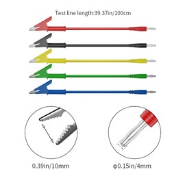 CZJZDZ 5pcs Banana Plug to Alligator Clip Test Lead Cable Line, 4mm Banana Plug for MultiMeter, Electrical Test Jumper Wire 100cm/3.3ft J.70056C