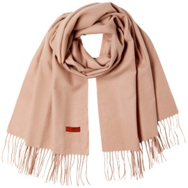 Moonbat Nisha Crossland Longon 100% Cashmere Airy Plain Stole with Wave, Gift, Women's, beige