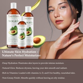 Plant Guru Avocado Oil 4 fl. oz Cold Pressed 100% Pure Natural Carrier For Skin, Face, and Hair Growth Moisturizer. Perfect For DYI Creams, Lotions, Lip balm and Soap Making.