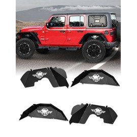 Soldier Front&Rear Inner Fender Liners Aluminum compatible with Jeep Wrangler JL JLU 2018 2019 2020 2021 2022 2023 Unlimited Sahara Rubicon Freedom Sport 2/4-Door(No fit 2020-2022 Gladiator JT)