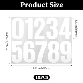 10 Sheets White Mailbox Numbers Stickers, 4 Inch Large Vinyl Numbers Stickers 0-9 Self Adhesive Waterproof House Address Number Decals for Outside Mailbox Signs Doors Windows Cars Trucks