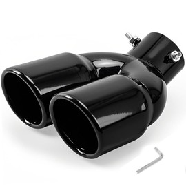 AICARS Dual Exhaust Tips with 2.5 inch Inlet 3 inch Outlet, Bent Stainless Steel Exhaust y Pipe for Car Tailpipe Tip- Black