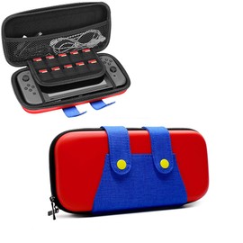 TUDOUZZZ Switch Case/Switch Case for OLED Models only, Dustproof, Waterproof, Shockproof, Portable, Protective Cover, Holds 10 Sheets (Only for Switch/Switch OLED Models) (Red Blue), NULL