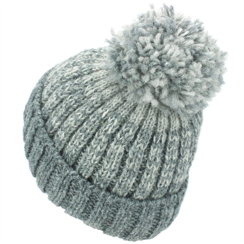 LOUDelephant Wool Knitted Beanie Hat with Bobble -