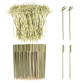 200 Pieces Wooden Skewers, BBQ Skewers, Cocktail Picks, Meat Skewers, Party Food Skewers, Rosette Skewers, Candied Haws Skewers, Suitable for BBQ Parties and Camping