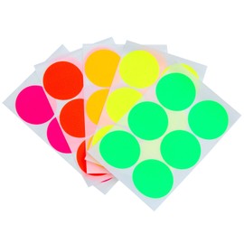 Royal Green Round 2" inch 5 Neon Flourescent Color dot Stickers - Write on Surface 50mm Labels for Jars and Storage Identification - 60 Pack