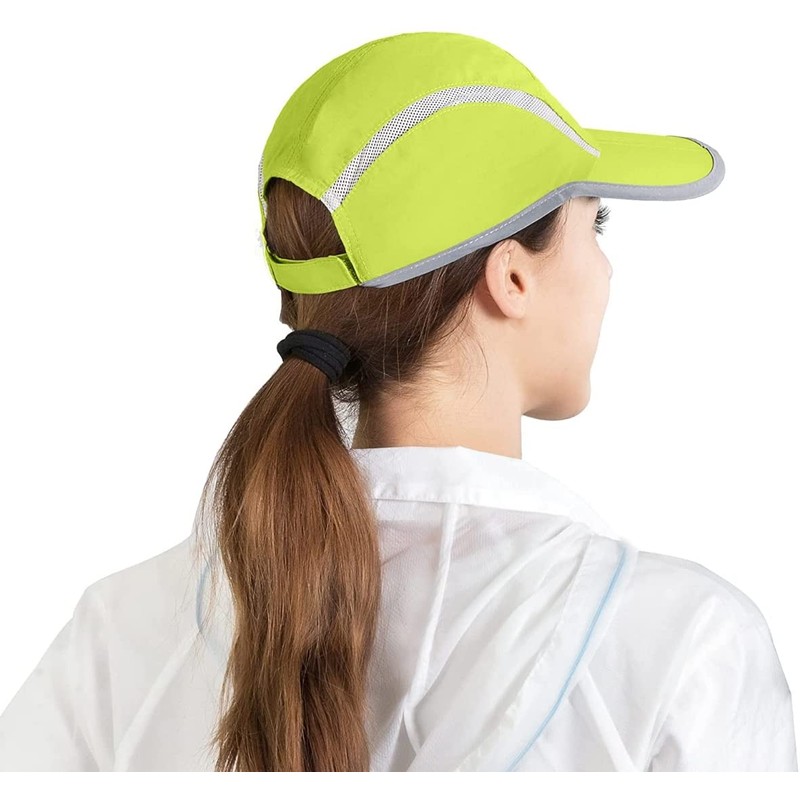 Connectile Folding Mesh Sports Cap, Reflective, Striped, Breathable, Runner Cap,