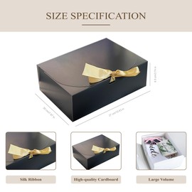 LADY&HOME 10 Pcs Gift Boxes with Lids, Bridesmaid Proposal Box with Ribbon,Kraft Paper Boxes for Wedding,Gift Packing,Birthday,Party,Christmas (Black)