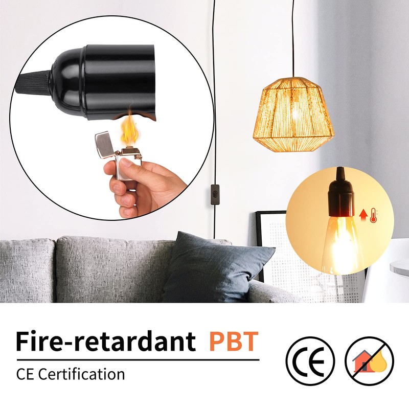 DiCUNO Extension Hanging Lantern Cord Cable, E26 Pendant Light Lamp