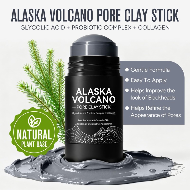 Alaska Volcano Pore Clay Stick, Deep Cleansing Face Mask Stick