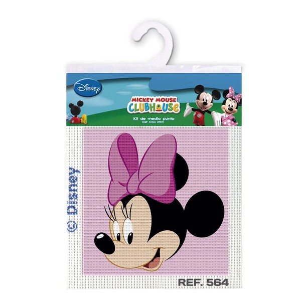 Haberdashery Online Half Stitch Kit for Children, 18 x 15 cm. Minnie Mouse Collection - Model 564