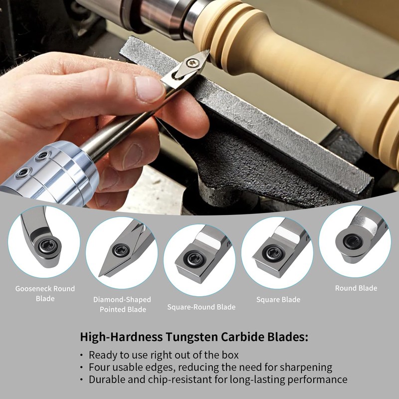 RUITOOL Carbide Wood Lathe Turning Tools Set with Bowl Sander,