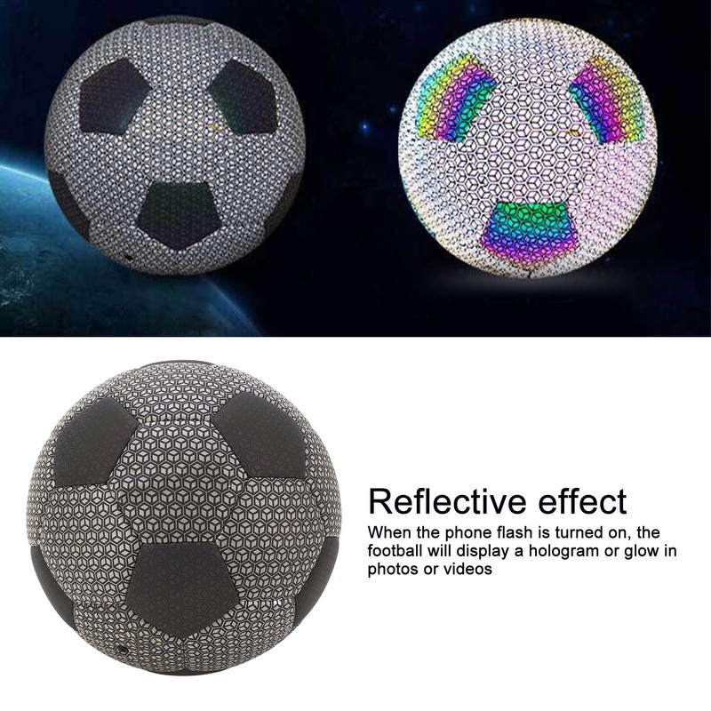 Luminous Glowing Football Holographic Reflective PU Machine Stitched Night Glowing