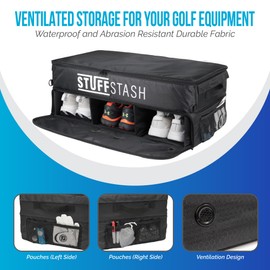 STUFFSTASH Golf Trunk Organizer – Extra Large Car & SUV Storage for Golf Gear (3 Pairs of Shoes, Ventilated Shoe Section, Reinforced Base, Dividers for Tees & Accessories)