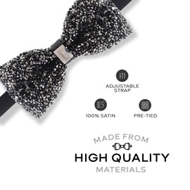 Man of Men Rhinestone Bow Ties for Men - Pre Tied Sequin Bowties with Adjustable Length - Huge Variety Colors Available (Jewels - Black)