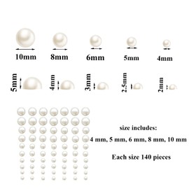 monochef Hair Pearls Stickers Stick on: Face Self Adhesive Hair Eye Gems Accessories Pearl Sticker Stamper for Wedding Bride Makeup Nail Cell Phone Decor Crafts Flat Back Pearl Assorted Size 700pcs