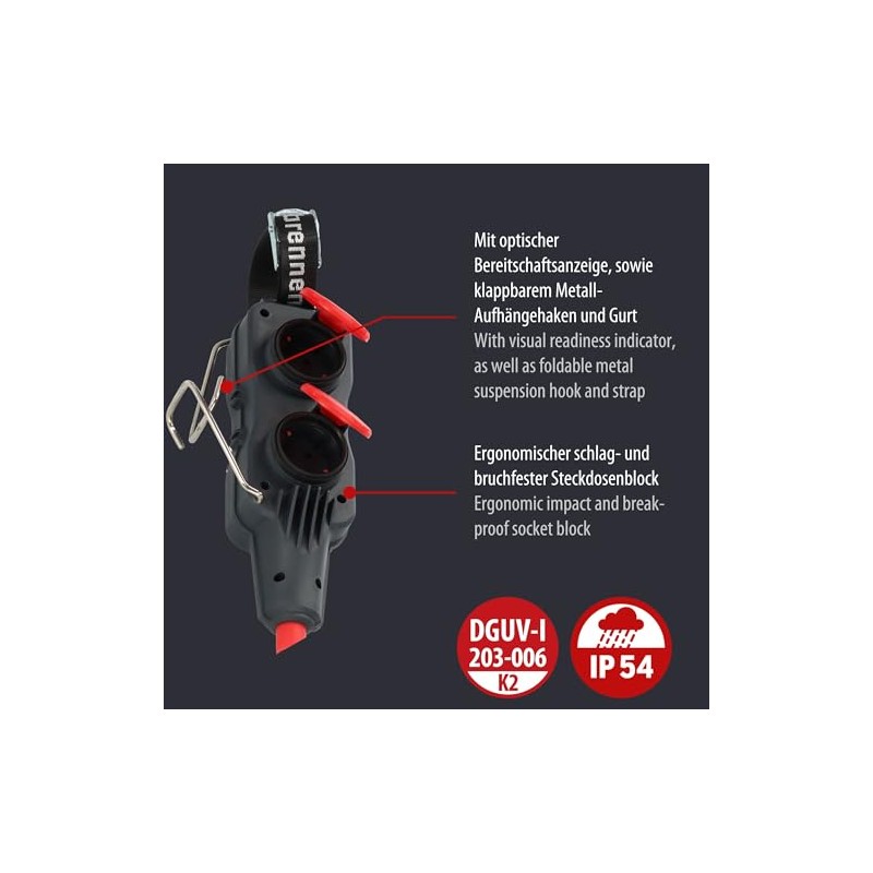 Brennenstuhl Professional Power Block/Distribution Socket 4-Way Construction Site Use and