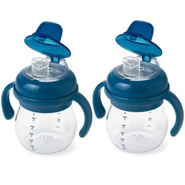 OXO Tot Transitions Soft Spout Sippy Cup with Removable Handles, Navy Blue, 170 ml (Pack of 2)