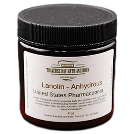 Lanolin - Anhydrous - USP, 4 oz, Safety Sealed Container. Soap Making, Lotion, Creams, Bath, Beauty.