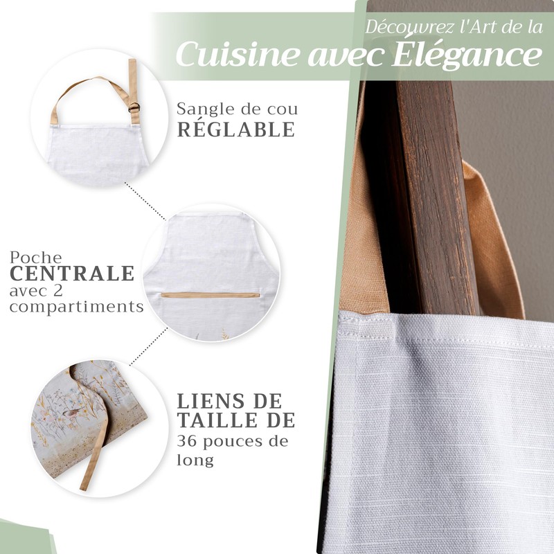 Maison d' Hermine Apron 100% Cotton 1 Piece Adjustable Neck