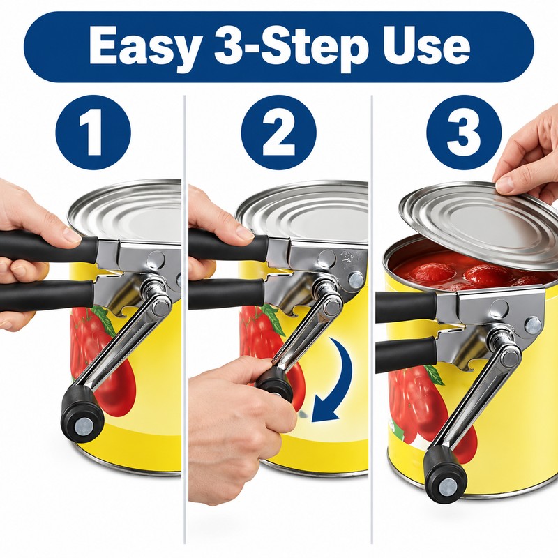 Heavy-Duty Manual Stainless Steel Can Opener – Handheld Kitchen Can