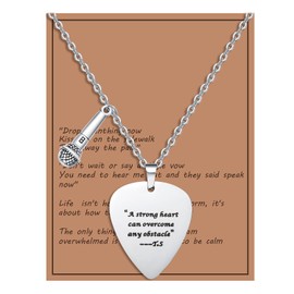 COTATI Quotes Guitar Pick Necklace Outfits Jewelry Accessories Inspired Fans Gift Merch (A strong heart can overcome any obstacle)