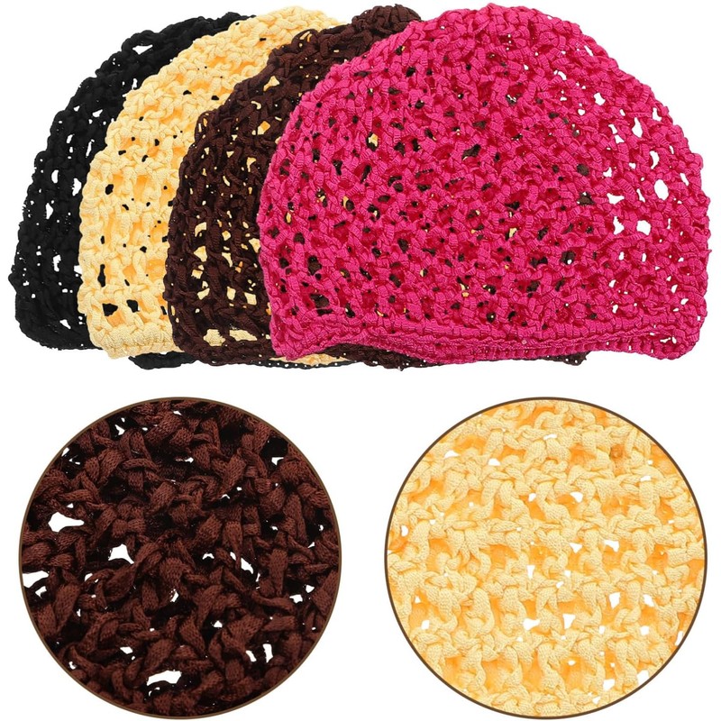 Anneome Gorro de Crochet Redecilla Pelo 4piezas de Poliéster Reutilizable