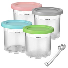 Containers Replacement for Ninja Creami Pints and Lids - 4 Pack, 16oz Cup Compatible with NC301 NC300 NC299AMZ Series Ice Cream Maker, BPA Free Dishwasher Safe Leak Proof