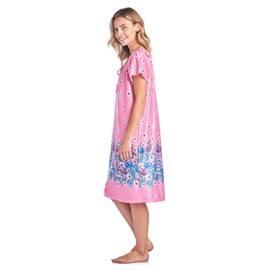 Casual Nights Women's Round Neck Mu-Mu Housecoat Lounger - Pink - 3X-Large