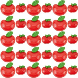 SUNNYCLUE 80Pcs Fruit Cabochons Bulk Red Resin Charms Flatback 3D Cute Fruits Apples Shaped Food Small Decorations Cabochon Charm for DIY Crafting Jewelry Making Embellishments School Accessories