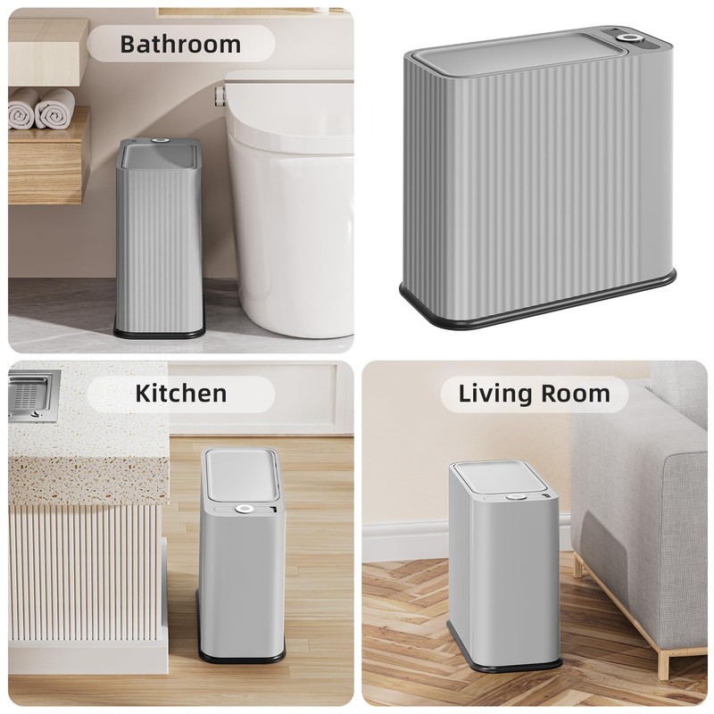 SUBEKYU Bathroom Trash Can with lid,3.5 Gal Small Kitchen Garbage