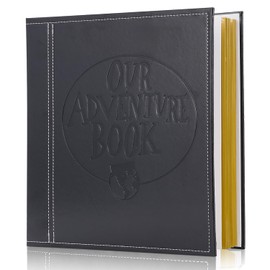 Self-Stick Page Adventure Book Scrapbook Photo Album,40 Pages Leather Cover DIY Photo Book for Family,Anniversary Wedding,Travel Memories Holds 3X5, 4X6, 6X8, 8X10 Photos (Black)