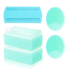 Cradle Cap Brush for Babies, 5Pcs Cradle Cap Treatment Set with Soft Bristle Brushes Silicone Scrubber Fine-Tooth Comb for Newborn Bathing Essentials Baby Brush and Comb Set (Green)