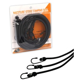 36 Inch Bungee Cord with Hooks Camping Accessories - 3 PCS Heavy Duty Elastic Cord Durable Rubber Canopy Ties Perfect for Camping, Luggage, Tents, Wire Hooks