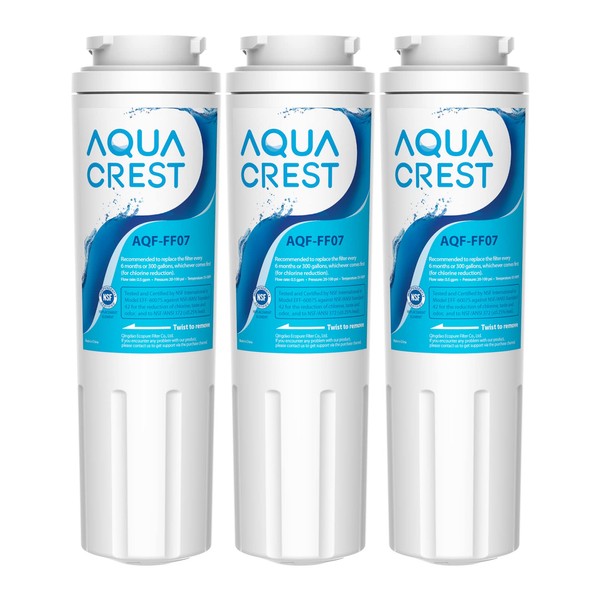 AQUA CREST UKF8001 Replacement for EveryDrop Filter 4, UKF8001P, Whirlpool EDR4RXD1, UKF8001AXX-750, 4396395, Puriclean II, 46-9006, Refrigerator Water Filter (Pack of 3)