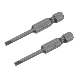 uxcell 2 Pcs Slotted Screwdriver Bits 3mm 2" Length 1/4" Hex Shank Magnetic Flat Head Drive Bit Holder for Power Screwdriver Drill Impact Driver