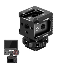 3 Port Cold Shoe Mount with 1/4"-20 Thread for Camera Cage Flash LED Monitor Microphone etc., Aluminum Camera Triple Cold Shoe Extension Bracket Compatible with Nikon, Canon, Sony..DSLR/SLR