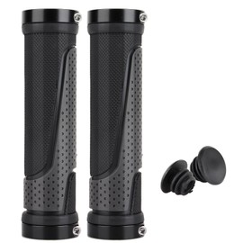 BeiLan 1 Pair Handlebar Grips Bicycle, Aluminium Alloy Latch on Both Ends, Non-Slip Rubber Handlebar Protector for Bicycles, Bicycle Handlebar Grips for Mountain Bikes, Small Wheels (Grey)