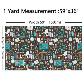 Science Fabric by The Yard, Chemical Biology Upholstery, Educational Experiment Decorative, DNA Indoor Outdoor, Book Globe DIY Art Teens Waterproof, Blue Green, 2 Yards