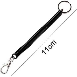 Txuolin Black Elastic Ropes Retractable Coil Springs Keychain, Anti-lost Key Chain Holder Clasp for Keys Wallet Cellphone and Other Badge Holders Office School Supplies