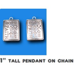 Fashion Jewelry HOPE FAITH LOVE CROSS RELIGIOUS WORD Pendant on 925 Sterling Silver 24" Necklace