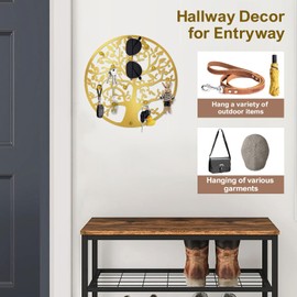 ZULONG Key Hooks, 12" Car Sunglasses Key Holder Wall Mount, Home Decorative Rack Hanging Hanger Organizer Stand for Entryway Front Hallway Apartment Bedroom Modern Decor House Essential (12" Gold)