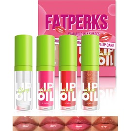 Hydrating Lip Glow Oil-4 Colors Tinted Plumping Moisturizing Lip Oil Gloss, Lip Oil Liquid Lipstick,Clear Pink Shiny Lip Care Oil,Long Lasting Non-sticky Transparent Lipgloss, Makeup Gift-SetC