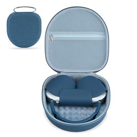 3 in 1 Silicone Cover and Case for Airpods Max Headphones  AirPods Hard Anti-Scratch Ear Pad Case/Ear Cups/Headband Covers Accessories (Black) - Color: Blue