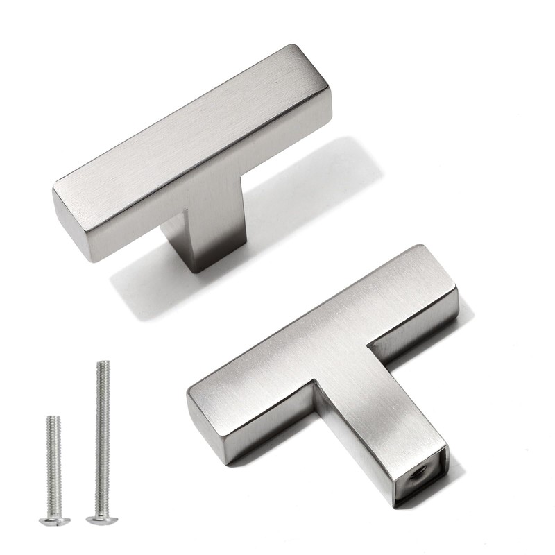 Redunest Bar Cabinet Pulls - 2 Pack Square Brushed Nickel
