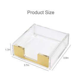 Buqoo Acrylic Sticky Notes Pad Holder Desk Organizer 3.5x3.3 Inch Memo Holder for Office Supplies(Gold) Clear Office Desk Accessories for Schools Office Home Classroom Desk Supplies