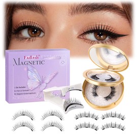 FADLASH Magnetic Eyelashes with Applicator 2 Pairs Magnetic Lashes Reusable Natural Look Soft Magnet Eyelash Kit Easy to Wear (K8+B7)