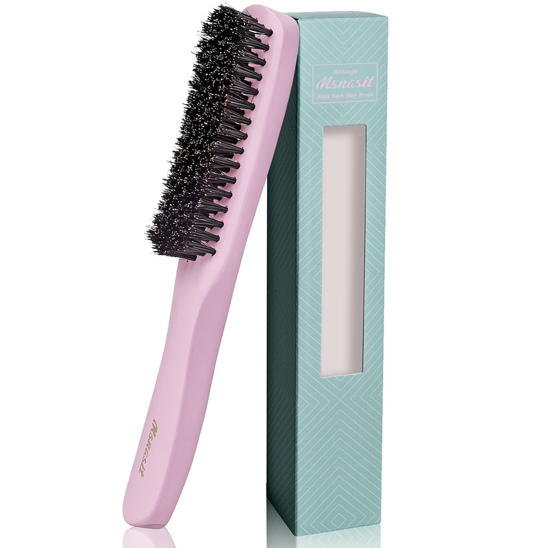 Cepillo de pelo con mango de madera rosa, cerdas de