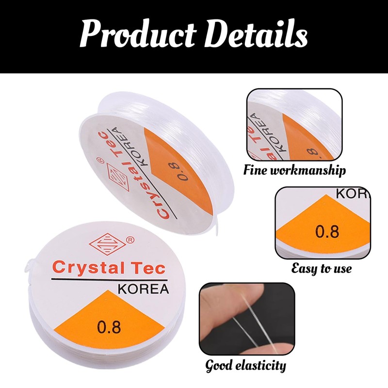 10 Rolls Clear Elastic Thread, Clear Elastic String for Bracelet