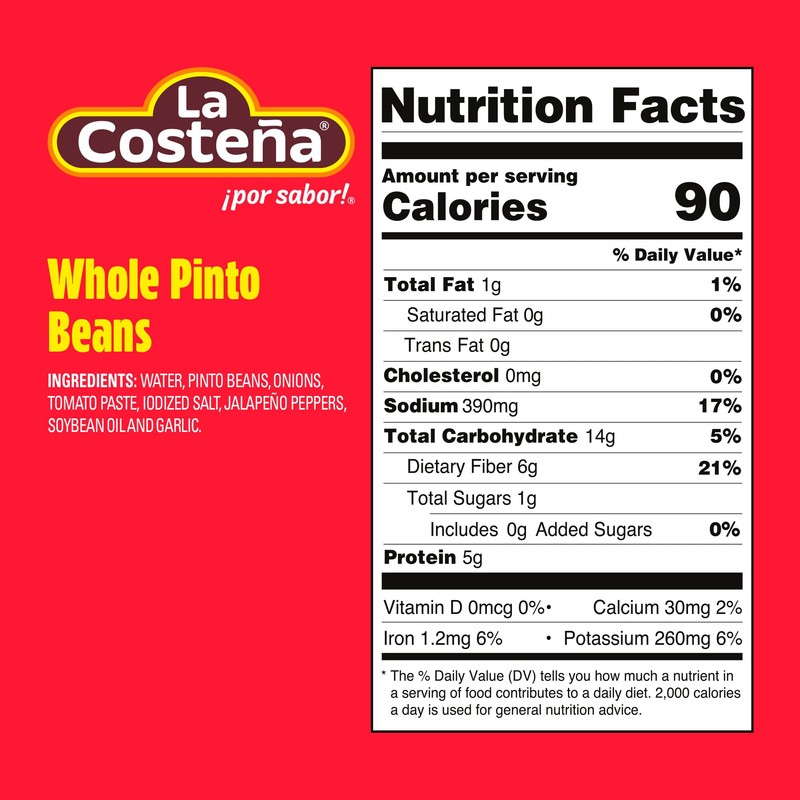 La Costeña Whole Pinto Beans - Ready-to-Eat Canned Pinto Beans